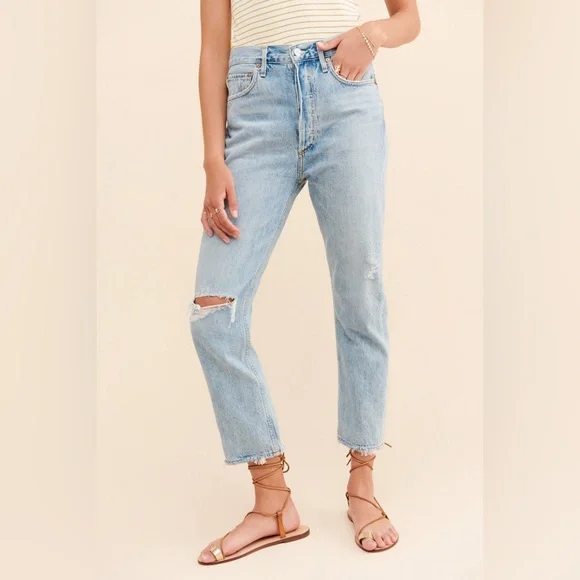 Agolde Riley High Rise Straight Crop - Picture 4 of 16